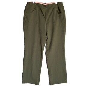 Lands'End Pants Womens‎  XL (18) Olive green Pull On Pants With Pockets Yoga